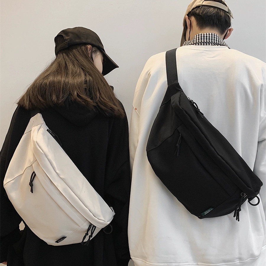 斜挎包男生休闲包包男士大容量胸包日系潮牌背包学生腰包单肩包女