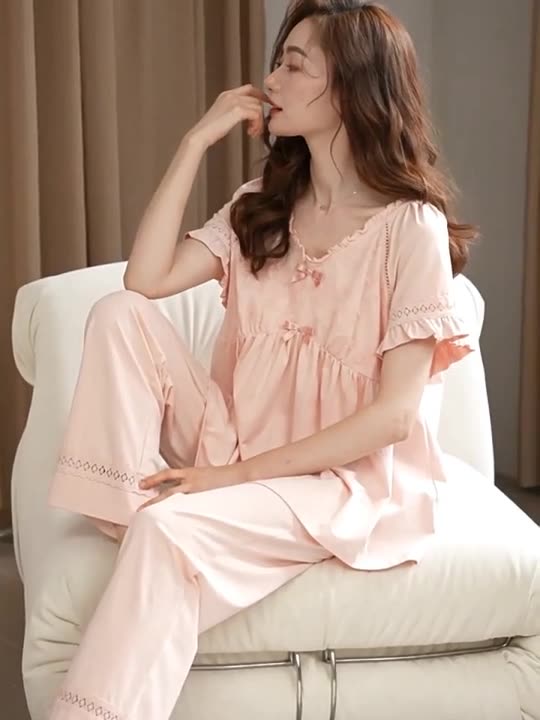 睡衣女夏季莫代尔短袖长裤女款夏天薄款2025年新款夏款家